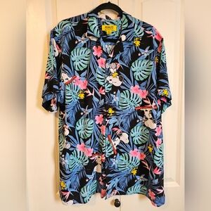 PEANUTS- SNOOPY Shirt Tropical Floral Print Button Down Shirt  SZ XL